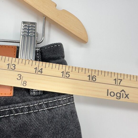 Princess Polly Womens High Rise Wide Leg Denim Jeans Pants Frayed Hem Sz 8 Blk - Picture 9 of 11